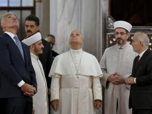Pope Leo XIV visits the Sultan Ahmed Mosque in Istanbul, Turkey, on Nov. 29, 2025.
