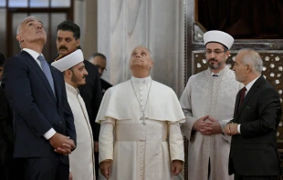 Pope Leo XIV visits the Sultan Ahmed Mosque in Istanbul, Turkey, on Nov. 29, 2025. Credit: Vatican Media