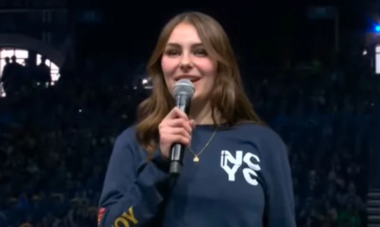 Elise Wing from the Archdiocese of Dubuque, Iowa, asks a question of Pope Leo XIV on Nov. 21, 2025, at NCYC in Indianapolis. | Credit: EWTN YouTube/Screenshot