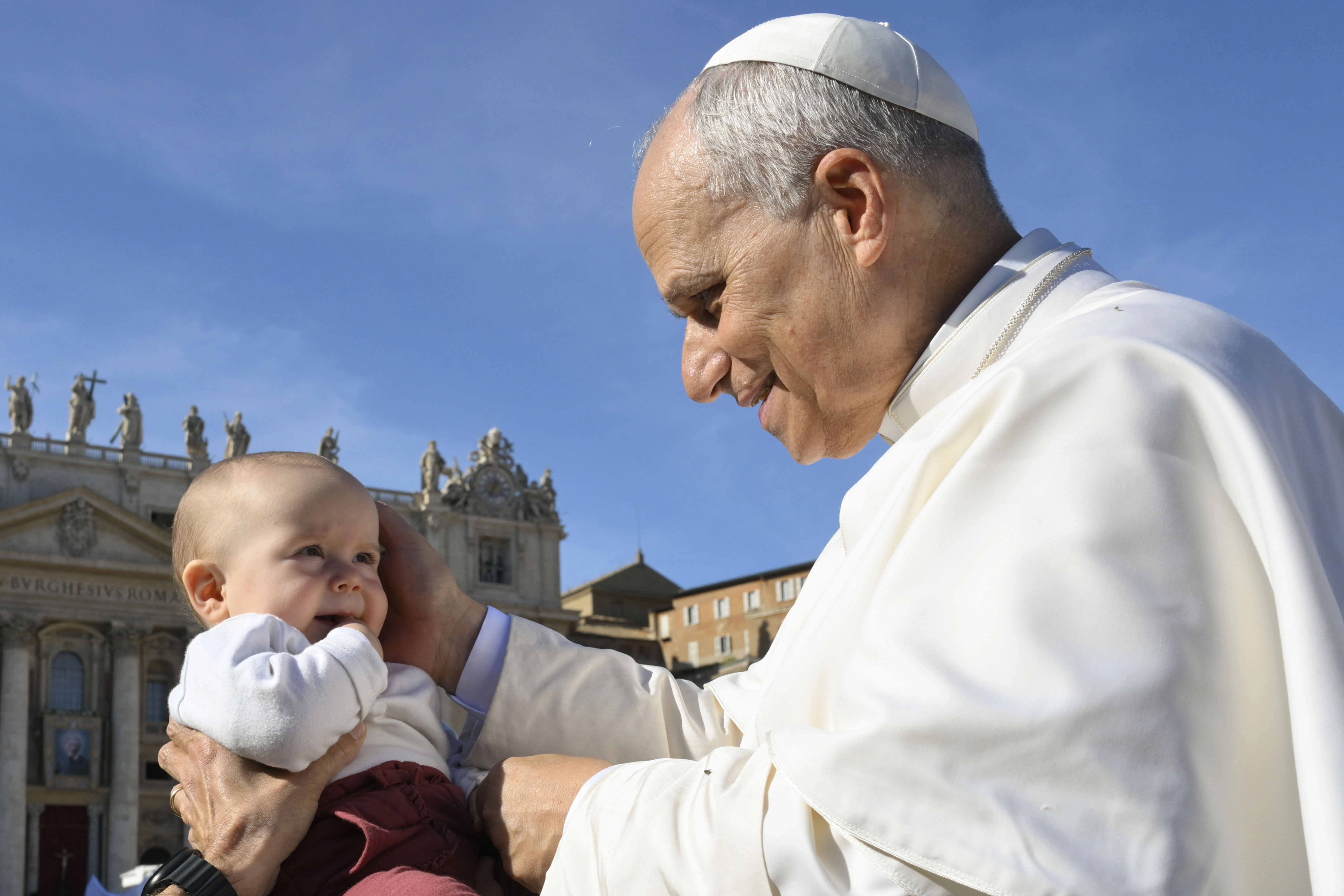 PHOTOS: Pope Leo meets the tiniest members of the flock — babies