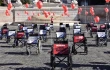Empty wheelchairs were used during a Nov. 4, 2025, anti-assisted suicide event in Rome.