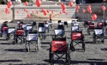 Empty wheelchairs were used during a Nov. 4, 2025, anti-assisted suicide event in Rome.