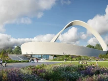 Rendition of the Eternal Wall interactive monument being constructed near Birmingham, England, featuring a million prayers. It is expected to be completed in 2026.