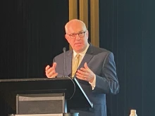 EWTN CEO Michael P. Warsaw delivers the keynote address at conclusion of “Journalism in a Post-Truth World,” a conference held March 10-11, 2023, at the Museum of the Bible in Washington, D.C., co-sponsored by EWTN News and Franciscan University of Steubenville.