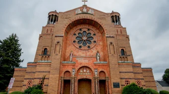 The exterior of St. Casimir church in Buffalo, New York