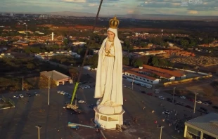 The world's tallest monument of Our Lady of Fatima was inaugurated  in Crato, located in Ceará state in northeastern Brazil. Credit: Courtesy of  Prefeitura do Crato/Screenshot