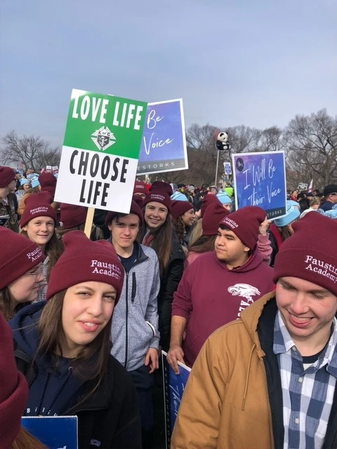 Faustina Academy students attended the March for Life in Washington, D.C., in 2022 and plan to go again this coming January. Credit: Faustina Academy