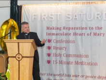 Bishop John Keenan speaks at the First Saturdays Conference in Knock, Ireland, on Dec. 6, 2025.
