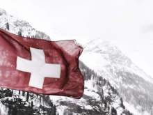The flag of Switzerland.