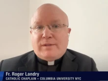 Father Roger Landry, Catholic chaplain at Columbia University, discusses the protests at Columbia University in New York City on EWTN’s “The World Over with Raymond Arroyo” on May 2, 2024.