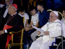 Pope Francis speaks at the opening of the World Meeting of Families in the Vatican's Paul VI Hall, June 22, 2022.