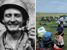 Fr. Kapaun with his pipe/ Fr. Emil Kapaun walking pilgrimage, 2021.