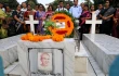 Leaders of the Christian community lay wreaths at the grave of Father Charles Joseph Young at the Holy Rosary Church cemetery in Dhaka on Nov. 14, 2025.
