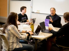 Dr. Charles P. Nemeth, director of the Center for Criminal Justice, Law, & Ethics engaging with students at Franciscan University of Steubenville