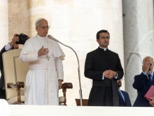 Pope Leo XIV gives a blessing to all those present at his weekly general audience in St. Peter’s Square on Oct. 1, 2025.