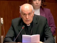 Archbishop Gabriele Caccia, the Holy See’s permanent observer to the United Nations in New York, speaks on Aug. 29, 2025, the International Day Against Nuclear Tests.