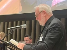 Archbishop Gallagher speaks at the United Nations in New York on Sept. 23, 2025.