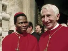 An archive photo of Cardinal Gantin with Cardinal Basil Hume