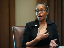 Rep. Karen Whitsett, D-Michigan, speaks at a meeting at the White House in Washington, D.C., on April 14, 2020.