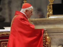 Cardinal Joseph Ratzinger celebrates the special "pro eligendo summo pontifice" (to elect Supreme Pontiff) Mass at St Peter's Basilica in the Vatican City on April 18, 2005.