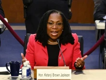 Judge Ketanji Brown Jackson testifies on her nomination to become an Associate Justice of the US Supreme Court during a Senate Judiciary Committee confirmation hearing on Capitol Hill in Washington, DC, on March 22, 2022.