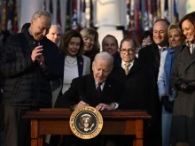 President Joe Biden signs the Respect for Marriage Act on the South Lawn of the White House in Washington, D.C. on Dec. 13, 2022.