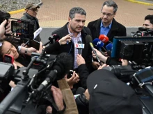 Nicaraguan political prisoner Juan Sebastian Chamorro speaks to the press ouside a hotel in Herndon, Virginia, on Feb. 9, 2023, after he was released by the Nicaraguan government.