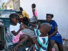 Families fleeing gang violence gather in Delmas 75 comune, Port-au-Prince, Haiti, on June 28, 2023.