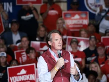 Virginia Republican gubernatorial candidate Glenn Youngkin speaks at a campaign rally at the Chesterfield County Airport, Nov. 1, 2021 in Richmond, Virginia.