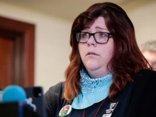Lauren Handy speaks at a news conference on April 5, 2022, in Washington, D.C.