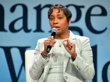 Attorney General of Massachusetts Andrea Joy Campbell speaks onstage during the pro-abortion EMILYs List's 2023 Pre-Oscars Breakfast at on March 7, 2023, in Beverly Hills, California.