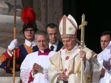 Pope Benedict XVI arrives in St. Peter's Square in the Vatican for the Oct. 21, 2012, canonization ceremony for Jacques Berthieu, Pedro Calungsod, Giovanni Battista Piamarta, Maria Carmen Salles y Barangueras, Marianne Cope, Caterina (Kateri) Tekakwitha, and Anna Schaffer.