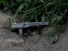 A weapon is seen in the house where allegedly five young men were murdered in Lagos de Moreno, Jalisco State, Mexico, on Aug. 17, 2023.