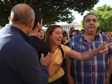 Armenians protest to urge the government to respond to the Azerbaijani military operation launched against the breakaway Nagorno-Karabakh region outside the government building in central Yerevan on Sept. 19, 2023.