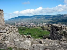 A general view of the city of Stepanakert, known as Khankendi in Azerbaijani, in Azerbaijan's controlled region of Nagorno-Karabakh on Oct. 5, 2023.