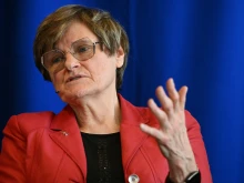 Nobel prize for medicine laureate Katalin Kariko speaks during the annual Nobel Symposium hosted by the Swedish Embassy at the House of Sweden in Washington, D.C., on Nov. 14, 2023.