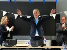 Geert Wilders, the leader of the Dutch Party for Freedom (PVV), celebrates in his party office after his party's victory in yesterday's general election, on November 23, 2023, in The Hague, Netherlands. The Netherlands' far-right, anti-EU leader Geert Wilders won the most votes in parliamentary elections on November 22, dominated by debate around rising immigration in the Netherlands.