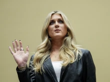 Former collegiate swimmer Riley Gaines is sworn in during a House Oversight Subcommittee on Health Care and Financial Services hearing on Capitol Hill on Dec. 5, 2023, in Washington, D.C.