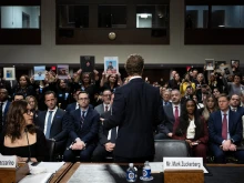 Mark Zuckerberg, CEO of Meta, speaks to victims and their family members as he testifies during the US Senate Judiciary Committee hearing "Big Tech and the Online Child Sexual Exploitation Crisis" in Washington, D.C., on Jan. 31, 2024.