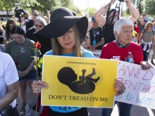 Pro-life advocates demonstrate prior to an Arizona House of Representatives session at the Arizona State Capitol on April 17, 2024, in Phoenix.