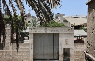 A view of the damage to Holy Family Church in Gaza City following an Israeli strike on the church in the Zeitoun neighborhood of Gaza City on July 17, 2025. The Latin Patriarchate of Jerusalem said an Israeli strike on Gaza’s only Catholic church killed three and injured several people on July 17, including the parish priest, as well as causing damage to the building. Credit:  OMAR AL-QATTAA/AFP via Getty Images