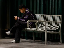 A commuter waits at the Westchester/Veterans Metro K Line station on Thursday, Oct. 2, 2025, in Los Angeles.
