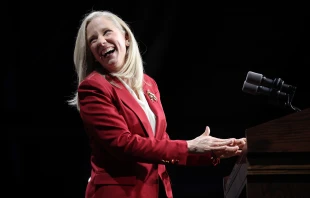 Virginia Democratic gubernatorial candidate, former Rep. Abigail Spanberger delivers remarks during her election night rally at the Greater Richmond Convention Center on Nov. 4, 2025, in Richmond, Virginia. Credit: Win McNamee/Getty Images