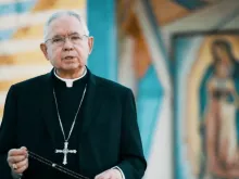 Archbishop Jose Gomez leads a "virtual rosary" Oct. 7. 