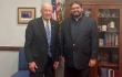 Father Guillermo Treviño Jr.’s national profile stemmed from his immigrant rights work with Escucha Mi Voz Iowa (“Hear My Voice Iowa”), a group aiding Latino workers, including immigrants. He is shown here during a meeting earlier this year with U.S. Sen.Chuck Grassley, R-Iowa.