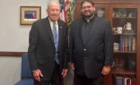 Father Guillermo Treviño Jr.’s national profile stemmed from his immigrant rights work with Escucha Mi Voz Iowa (“Hear My Voice Iowa”), a group aiding Latino workers, including immigrants. He is shown here during a meeting earlier this year with U.S. Sen.Chuck Grassley, R-Iowa.