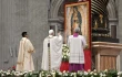 Pope Leo XIV honors Our Lady of Guadalupe during the Mass on her feast day, Dec. 12, 2025, in St. Peter’s Basilica at the Vatican.