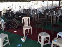 Aftermath of the attack on the inauguration of Hagia Sophia Greek Orthodox Church in Al-Suqaylabiyah, Syria, July 24, 2022.