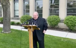 Archbishop Bernard Hebda speaks to reporters May 21.   Archdiocese of St. Paul and Minneapolis/screenshot
