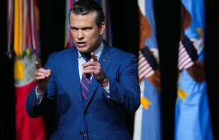 U.S. Secretary of War Pete Hegseth speaks to senior military leaders at Marine Corps Base Quantico on Sept. 30, 2025 in Quantico, Virginia. Credit: Andrew Harnik/Getty Images